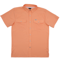 San Jac Men's Short Sleeve Performance Shirt - Peach Stripe