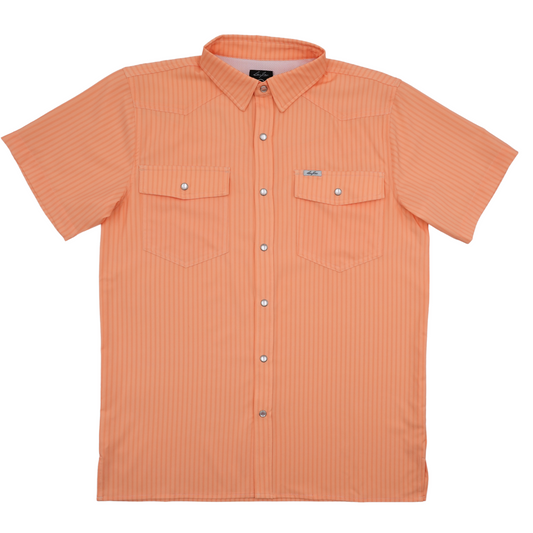 San Jac Youth Short Sleeve Performance Shirt - Peach Stripe