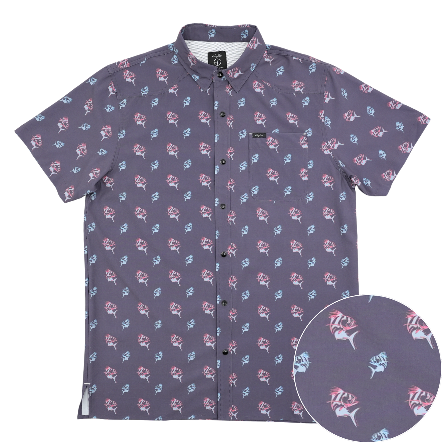 San Jac Men's Short Sleeve Performance Shirt - Rooster Fish