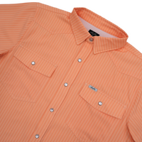 San Jac Men's Short Sleeve Performance Shirt - Peach Stripe