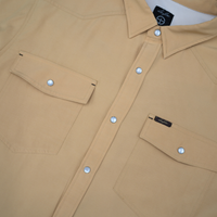 San Jac Men's Long Sleeve Performance Pearl Snap Shirt - Cowboy Khaki