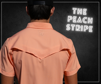 San Jac Men's Short Sleeve Performance Shirt - Peach Stripe-Short Sleeve Shirt-San Jac Outdoors