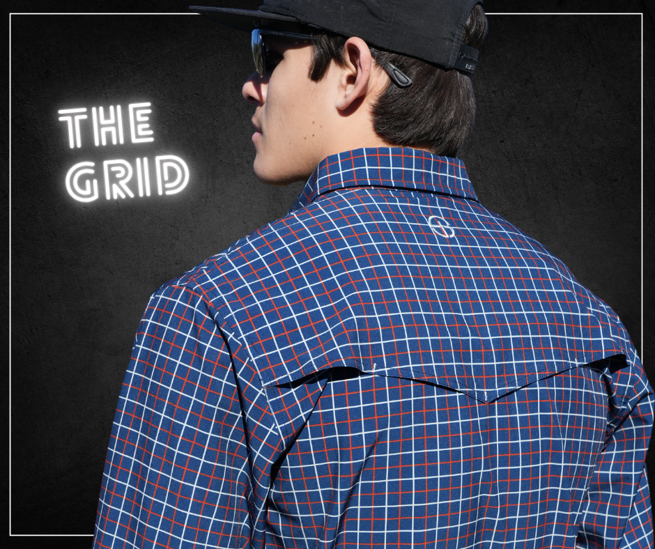 San Jac Men's Long Sleeve Performance Pearl Snap Shirt - Grid San Jac Men's Long Sleeve Performance Pearl Snap Shirt - Grid