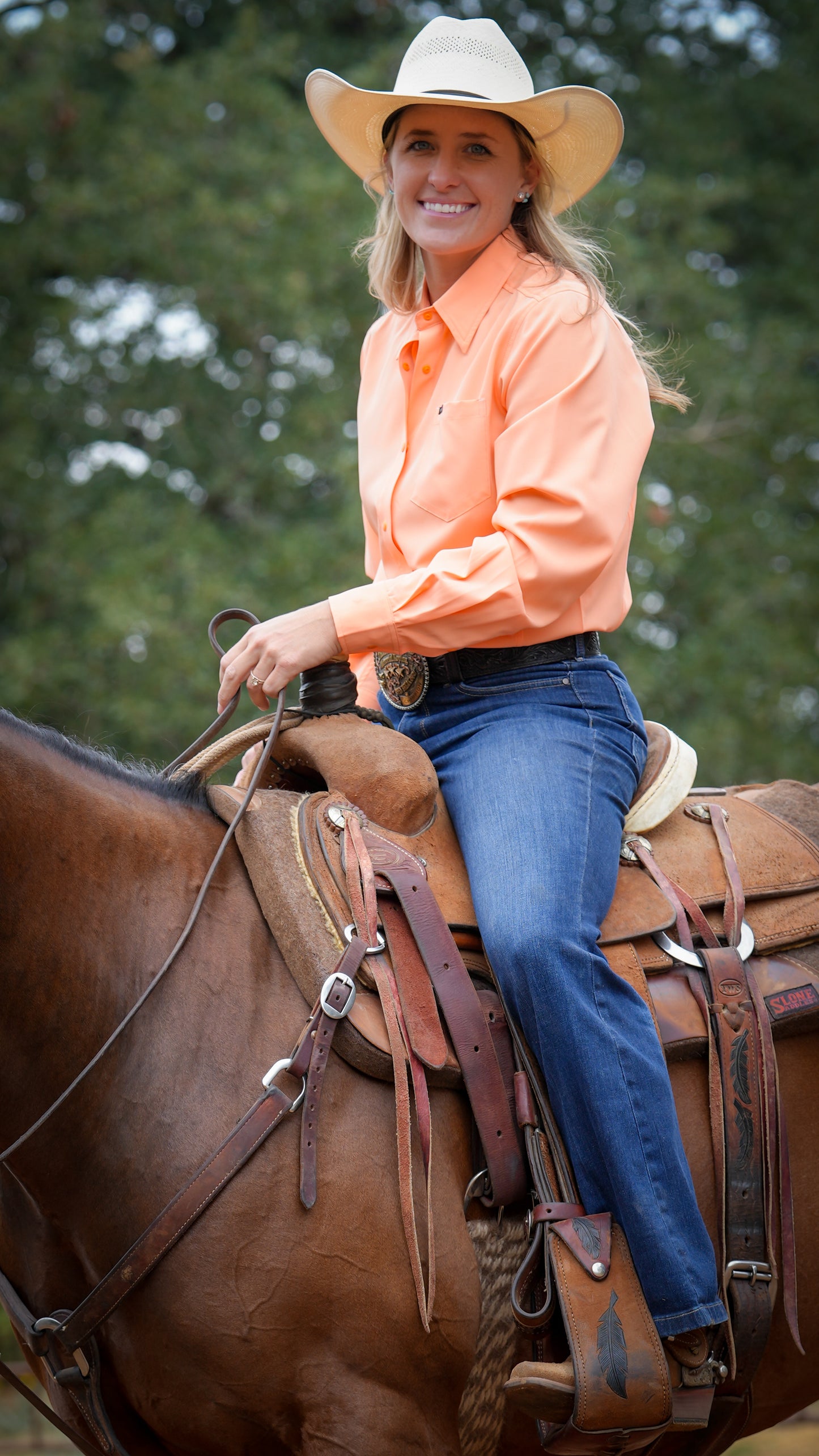 San Jac Women's Long Sleeve Performance Shirt - Coral