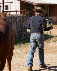 San Jac Men’s Long Sleeve Performance Pearl Snap - Midnight Black-Long Sleeve Shirt-San Jac Outdoors