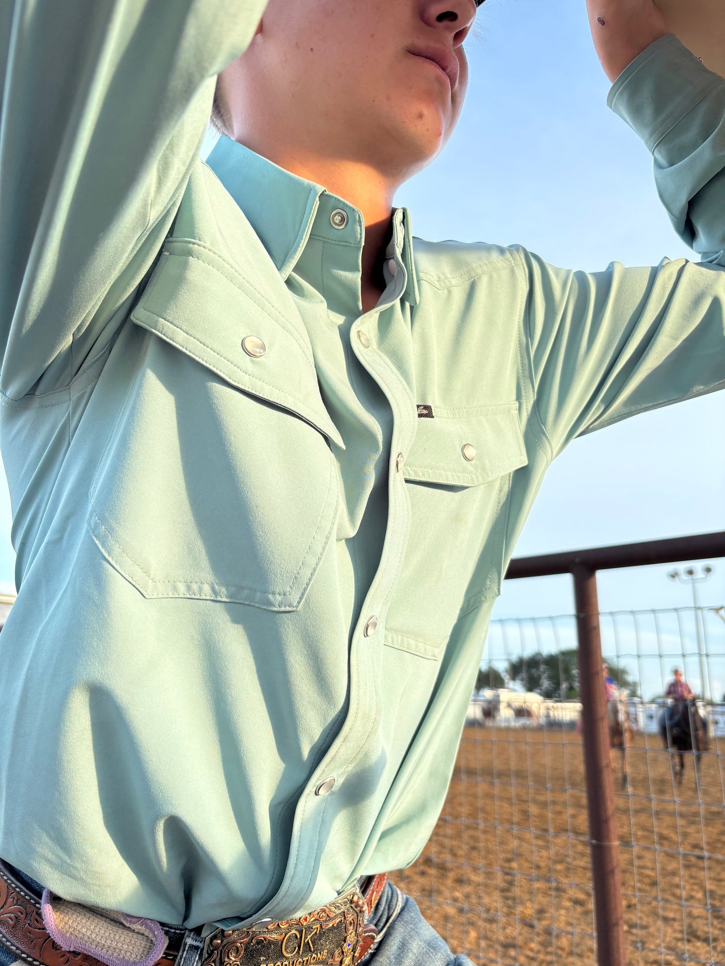 San Jac Men's Long Sleeve Performance Shirt - Mint-Long Sleeve Shirt-San Jac Outdoors