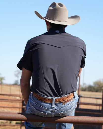 San Jac Men’s Short Sleeve Performance Pearl Snap - Midnight Black-Short Sleeve Shirt-San Jac Outdoors