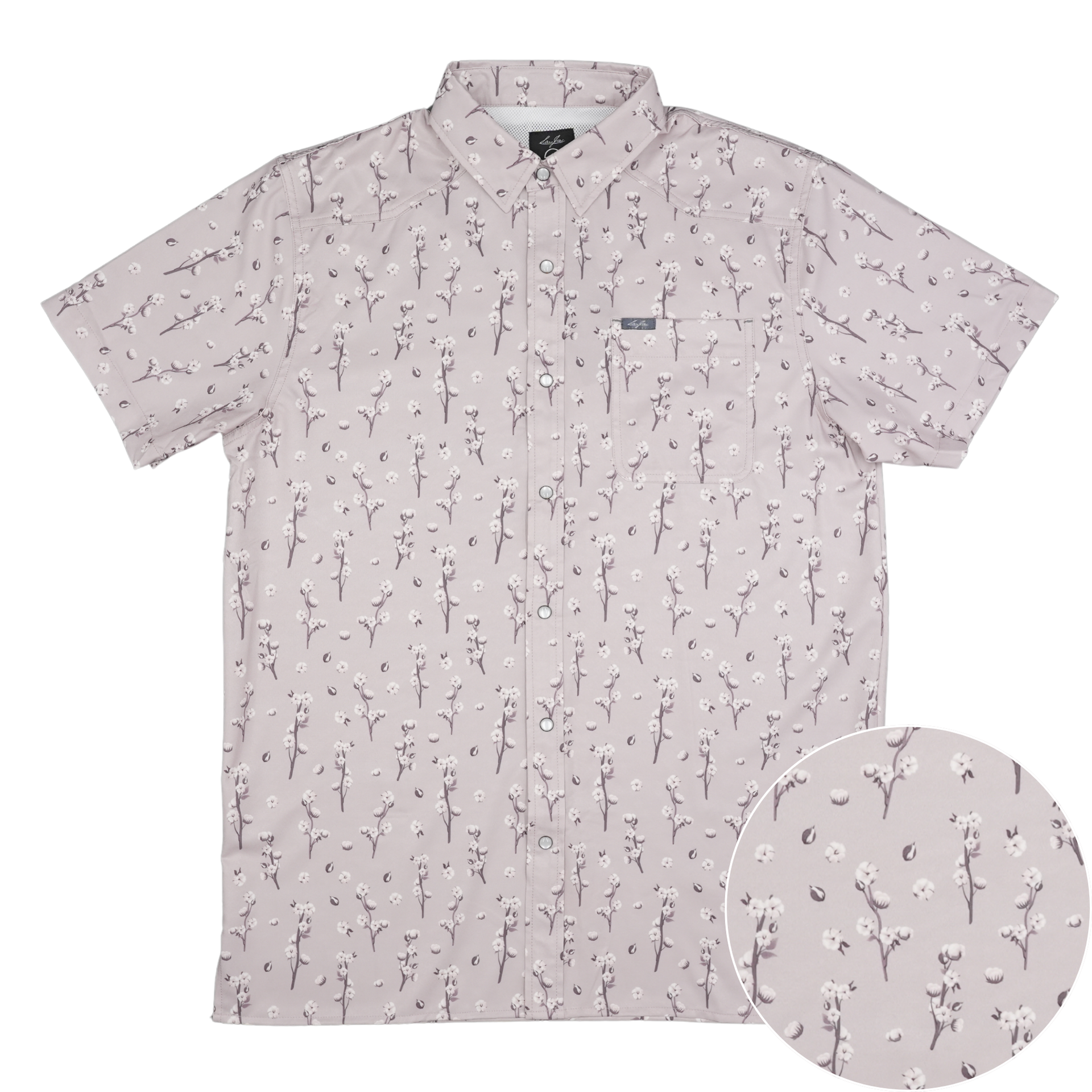 San Jac Men's Short Sleeve Performance Pearl Snap Shirt - Grey