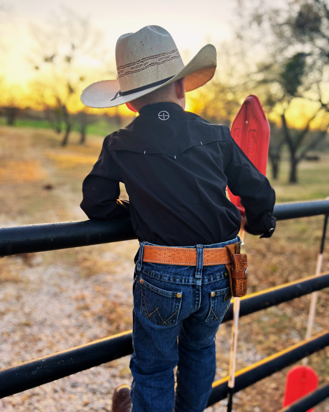 San Jac Youth Long Sleeve Performance Pearl Snap Shirt - Midnight