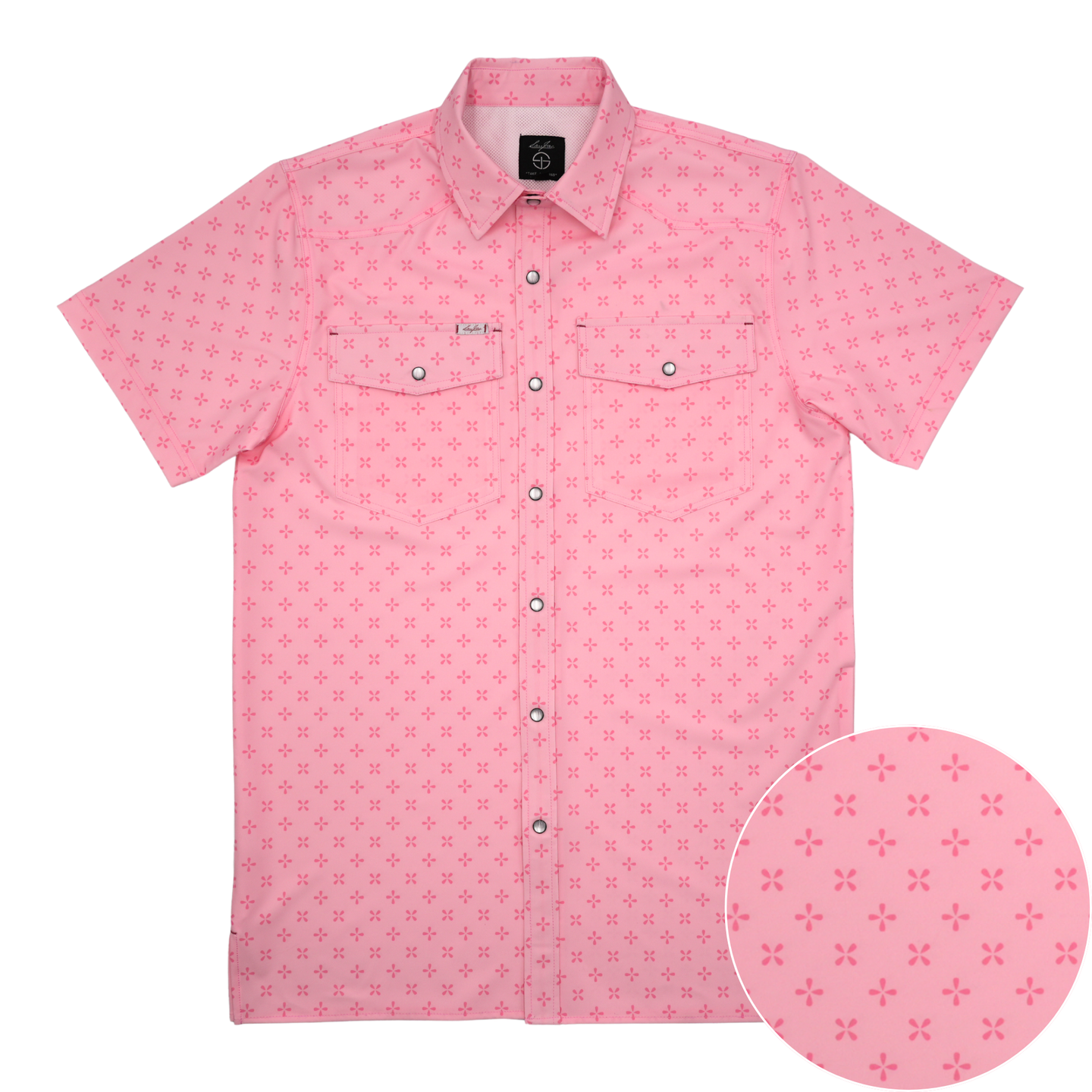 San Jac Men’s Short Sleeve Performance Pearl Snap - Pink