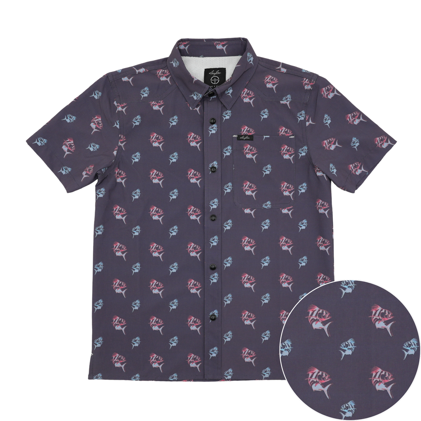 San Jac Youth Short Sleeve Performance Shirt - Rooster Fish