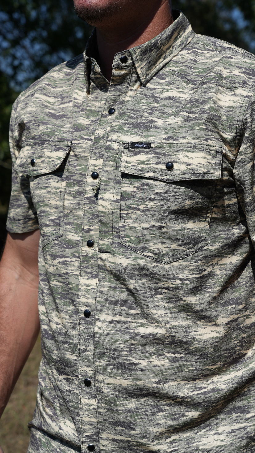 San Jac Men's Short Sleeve Performance Shirt - Camo Camo / 2XL San Jac Men's Short Sleeve Performance Shirt - Camo Camo / 2XL