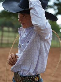 San Jac Youth Long Sleeve Performance Pearl Snap Shirt - Lavender