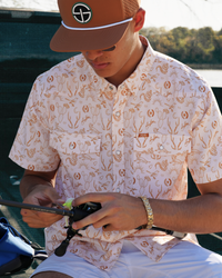 San Jac Men's Short Sleeve Performance Pearl Snap Shirt - Texas Sun