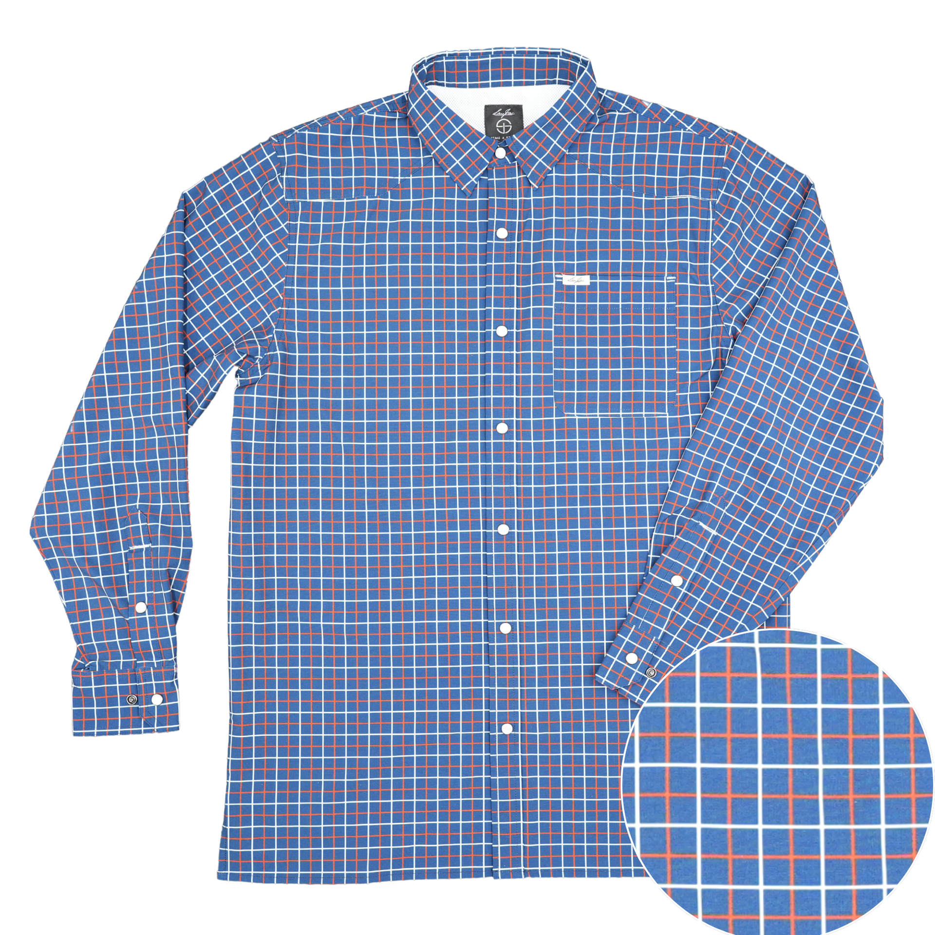 San Jac Men's Long Sleeve Performance Pearl Snap Shirt - Grid